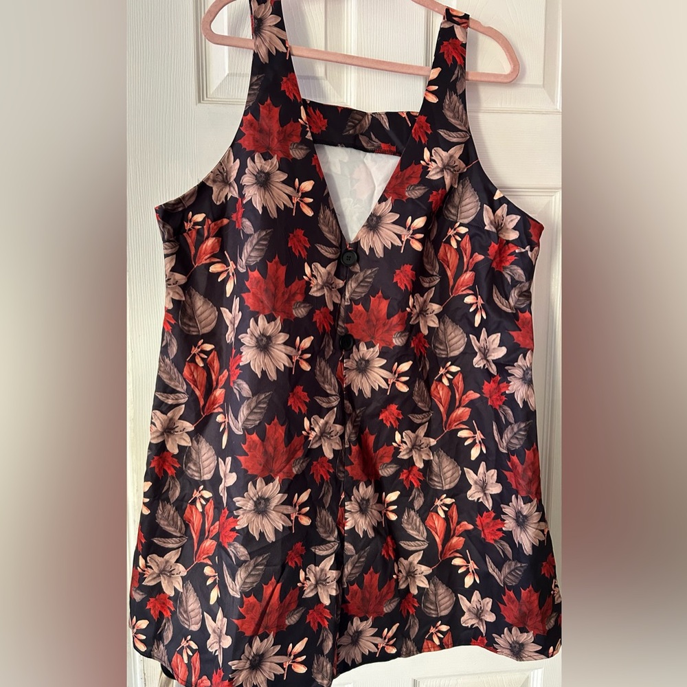SHEIN Floral Print Dress - Red and Black